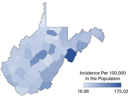 Enteric Illness* (Food Poisoning) Incidence by County (2018-2021)